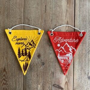 Adventure & Explore Felt Pennant Banners - Yellow and Red